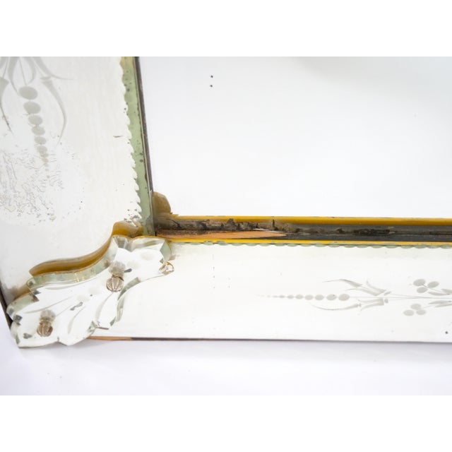 Antique 19th Century Venetian Murano Hand-Engraved Hanging Wall Mirror For Sale - Image 10 of 14