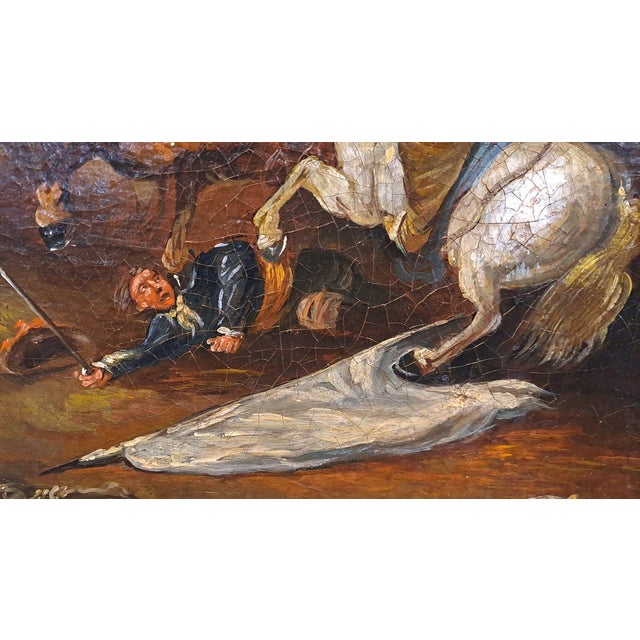 Northern School Artist, Small Battle, 18th Century, Oil Painting on Canvas, Framed For Sale - Image 6 of 10
