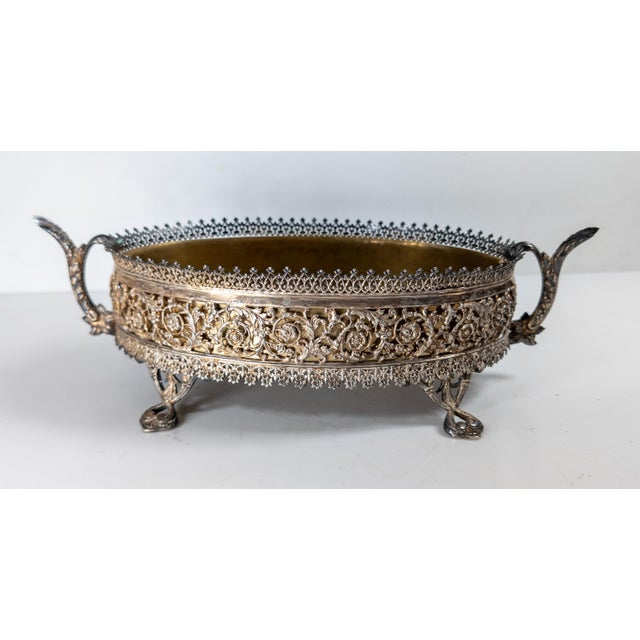 Metal 19th Century Victorian Silverplate Centerpiece Jardiniere Planter For Sale - Image 7 of 14