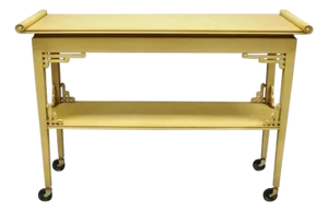 Vintage Chinoiserie Bone Lacquer Oriental James Mont Style Console Table Server