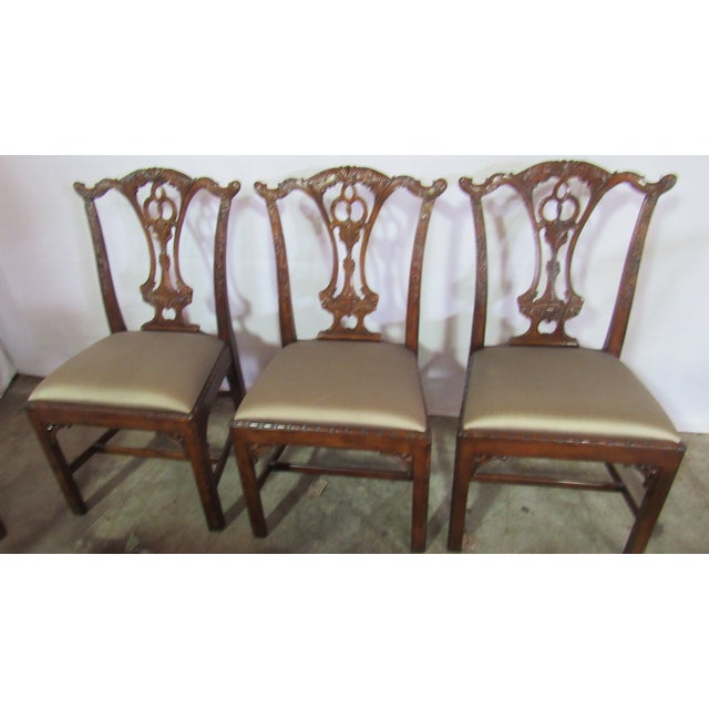 Chippendale 1980s Theodore Alexander Set Eight Dining Room Chairs Mahogany Chippendale For Sale - Image 3 of 9