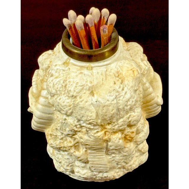 Early 20th Century Rare German Porcelain Ram Head Matchstrike, Attributed to Schafer & Vater For Sale - Image 5 of 9