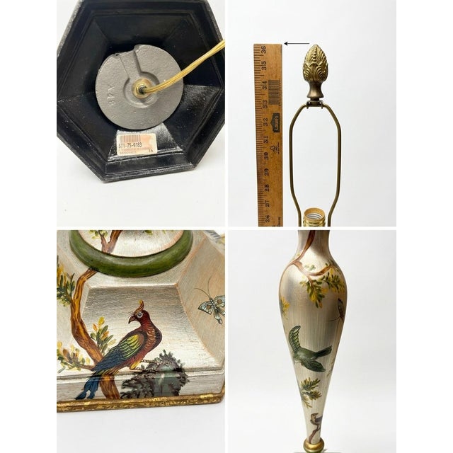 Vintage 36.5” Bradburn Gallery Hand-Painted Chinoiserie Toleware Table Lamp For Sale In Jacksonville, FL - Image 6 of 6