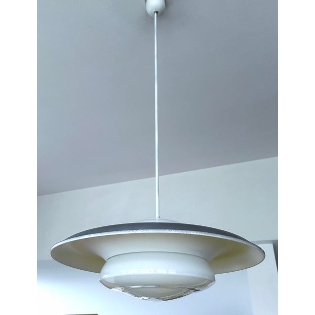 Bauhaus Large Art Deco Glass Pendant Lights, 1930s, Set of 2 For Sale - Image 3 of 18