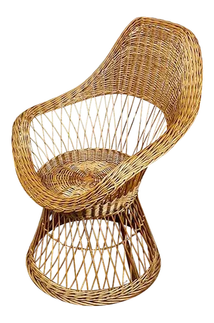 Wicker or Rattan Patio or Garden Arm Chair After Russel Woodard