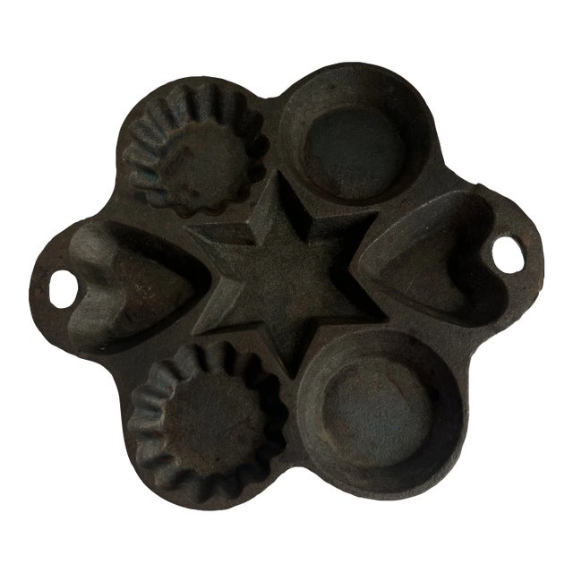 Vintage Cast Iron Biscuit Tin For Sale