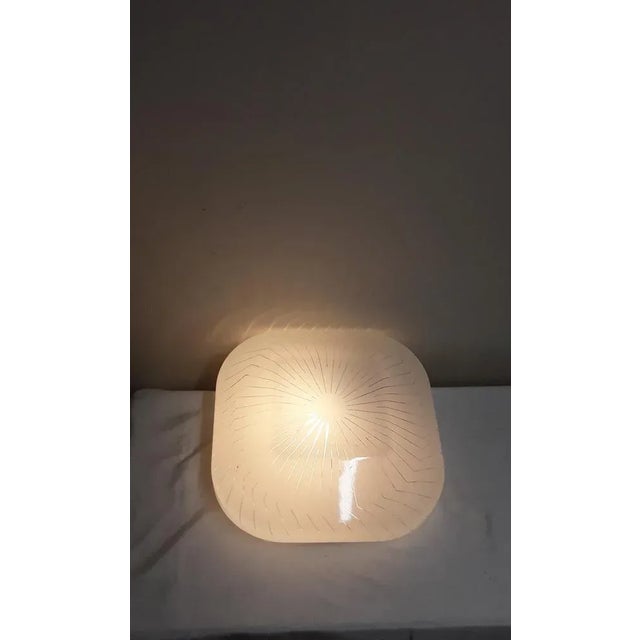 1980s Vintage Ceiling Lamp with White Plastic Mounting and Plastic Screen, 1980s For Sale - Image 5 of 7