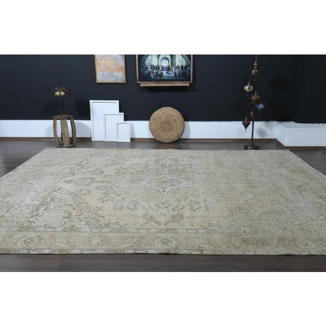 1970s Vintage Persian Handmade Wool Cotton Orange Area Rug For Sale - Image 10 of 11