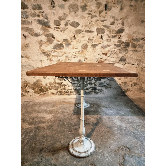 Vintage French Table with Oak Top & Cast Iron Legs For Sale - Image 9 of 16