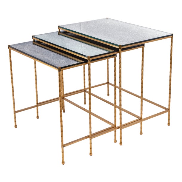 1960s Antique Silver Mirror Nesting Tables Set Of 3 Chairish