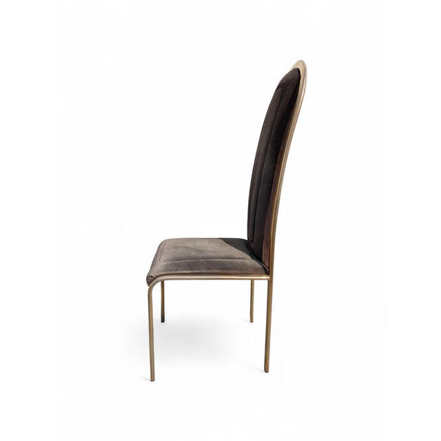 Metal Fabric and Brass Chairs, 1970s, Set of 4 For Sale - Image 7 of 14