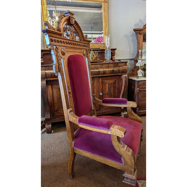 Late 19th Century Oak Gothic Throne Chair For Sale - Image 4 of 9