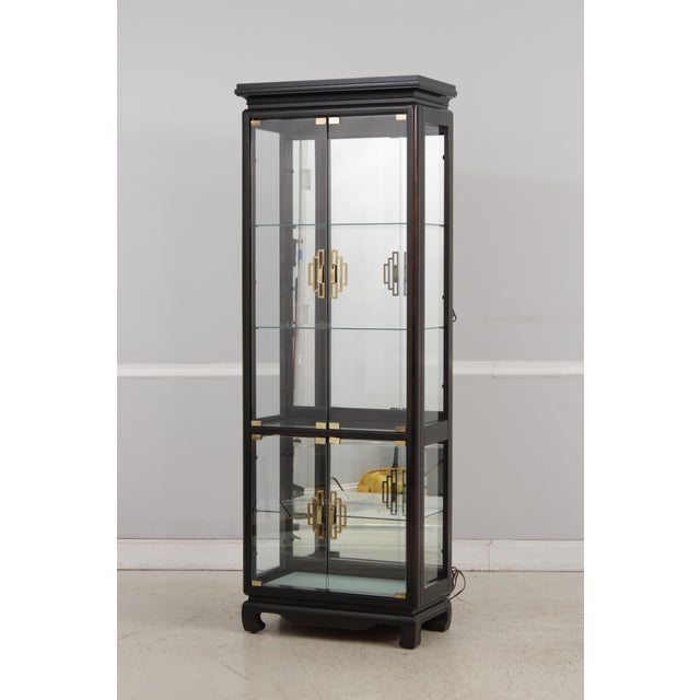 Pair Pulaski Asian Inspired Curio Cabinets For Sale - Image 4 of 13