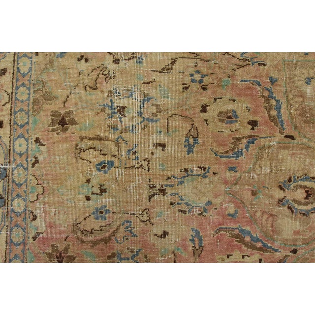 Textile Tabriz Rug 7’11” X 10’8” Pink Wool Vintage Distressed Hand-Knotted Carpet For Sale - Image 7 of 14