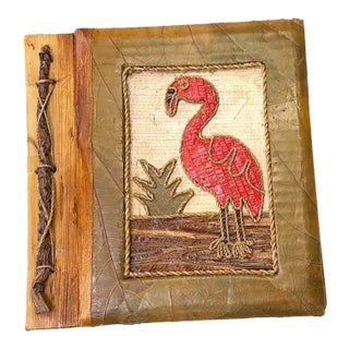 Vintage Flamingo Banana Leaf Photo Album Tropical Hawaiian MCM For Sale