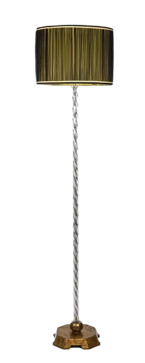 Floor Lamp in Glass and Gilded Metal from Maison Baguès, 1950s