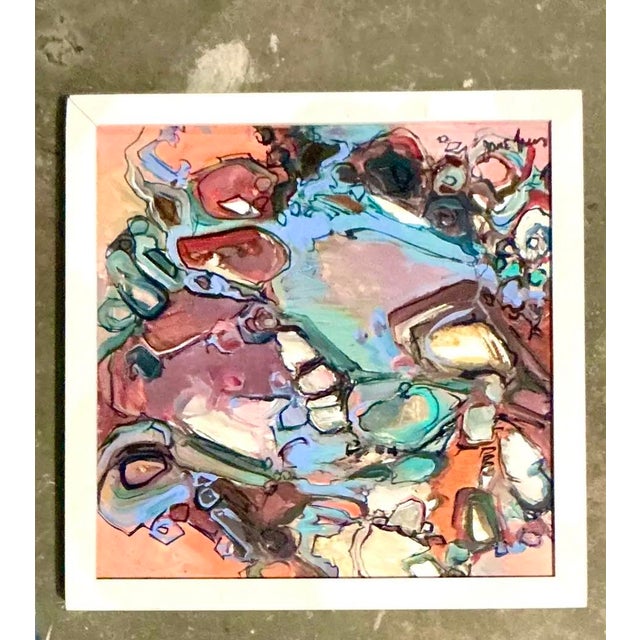 Vintage Boho Original Abstract Oil on Canvas For Sale - Image 11 of 12