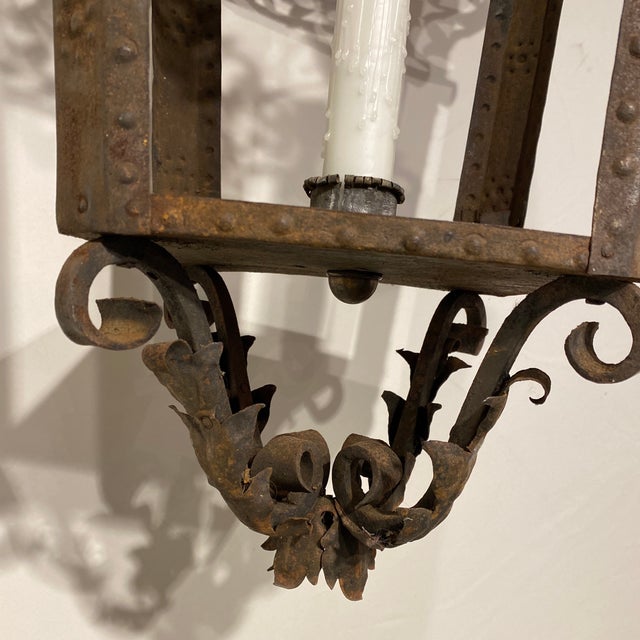Vintage French 4-Sided Iron Lantern For Sale In Atlanta - Image 6 of 8