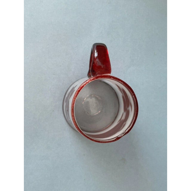 Vintage Oxblood Red on Frosted Clear Cameo Art Glass Handled Tumbler For Sale In Tampa - Image 6 of 13