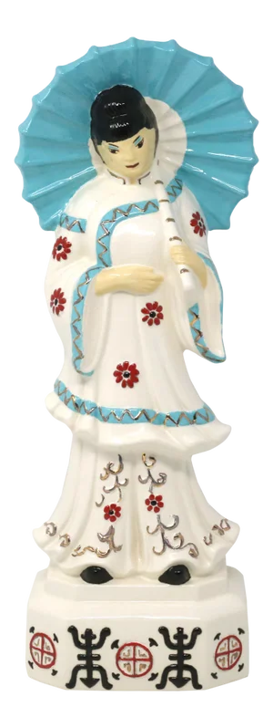 Vintage 16" Ceramic Asian Female Figure With Parasol