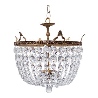 Italian Brass Basket Chandelier For Sale