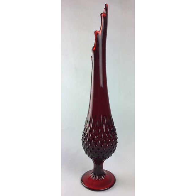 MidCentury Modern Fenton Swung Hobnail Red Glass Vase Chairish