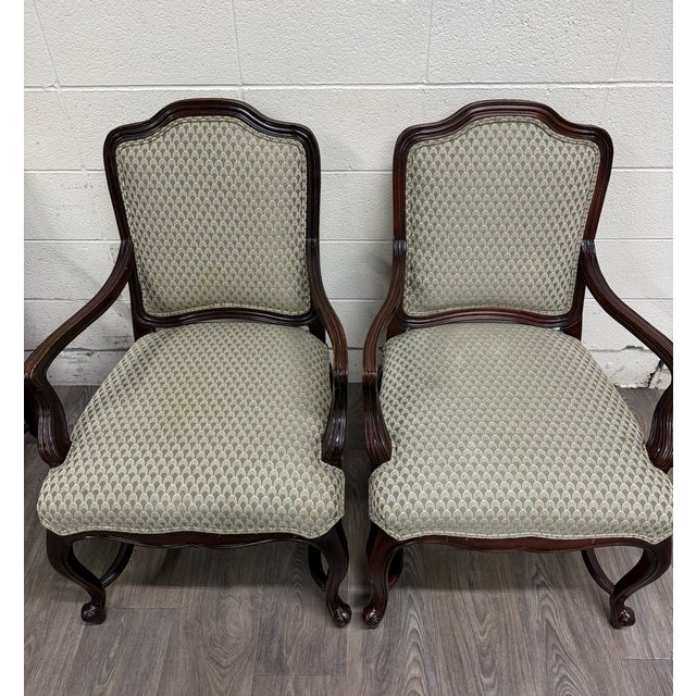 French Vintage Drexel Heritage Louis XV Style Dining Arm Chairs - Set of 4 For Sale - Image 3 of 13