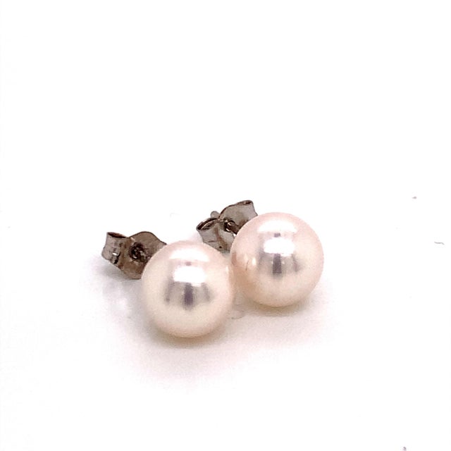 Akoya Pearl Earrings 14k White Gold Certified For Sale - Image 11 of 18