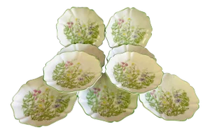 70s Fitz and Loyd Garden Dessert Fruit Plates- Set of 9