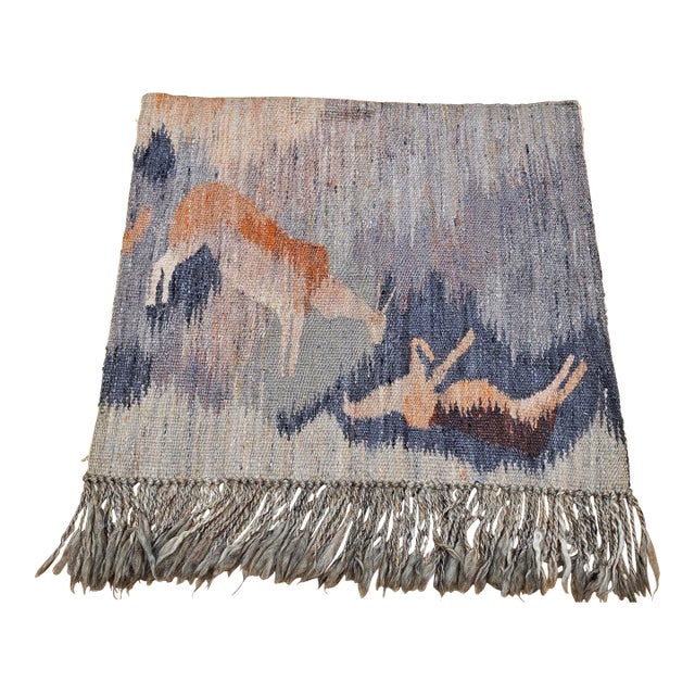 Vintage Handwoven African Tapesty Wall Art, Reflection in Pond Mohair, Lesotho For Sale