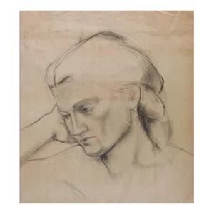 Vintage Portrait Study of Woman Drawing
