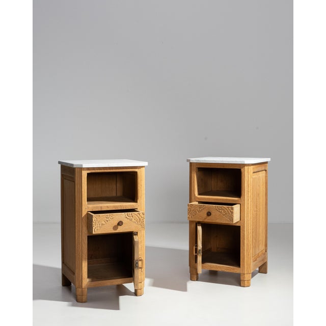 1920s Oak Art Deco Side Table With Marble Top For Sale - Image 12 of 18