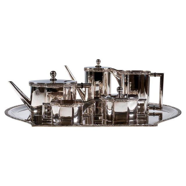 Art Nouveau Silver Coffee and Tea Set by Ludwig Politzer, 1890s, Set of 6 For Sale - Image 11 of 11