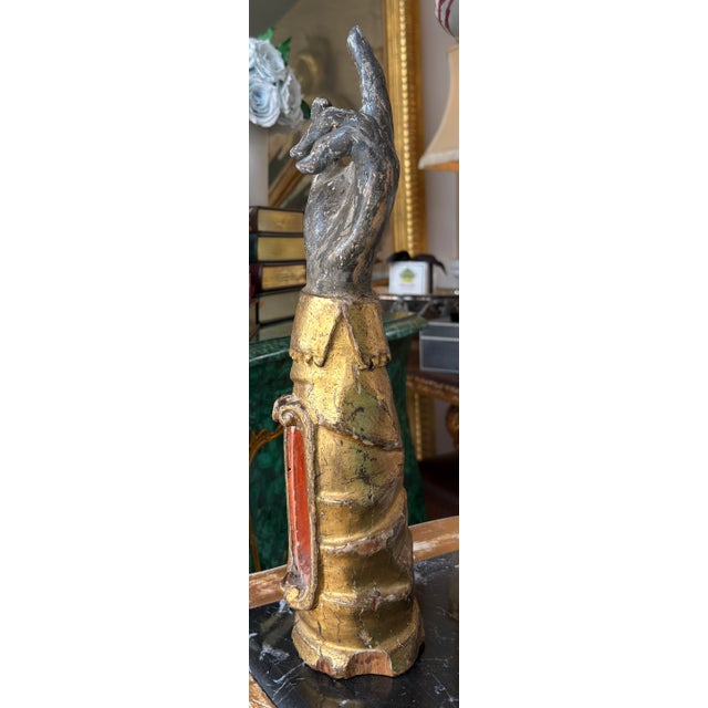 Antique 18th C Giltwood Hand Architectural Fragment Sculpture For Sale - Image 4 of 8
