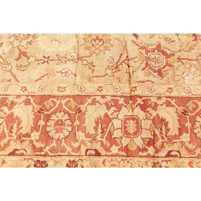 Textile Vintage Pale Beige Background Botanic Indian Amritsar Carpet For Sale - Image 7 of 8