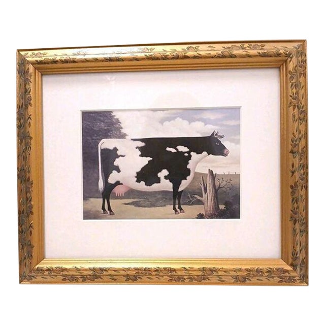 Charles Wysocki Cow Vintage Reproduction Framed Art Print Americana Farm Cottagecore For Sale