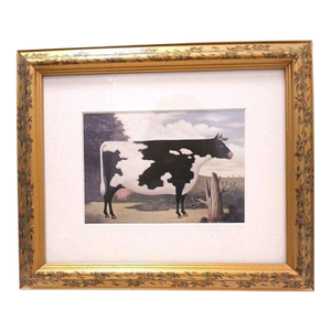 Charles Wysocki Cow Vintage Reproduction Framed Art Print Americana Farm Cottagecore