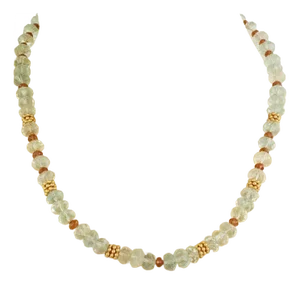 Aquamarine & Citrine Faceted Gemstones & 18k Gold Necklace