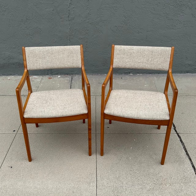Mid-Century Modern Vintage Danish Modern Solid Teak Dining Chairs by D-Scan For Sale - Image 3 of 9