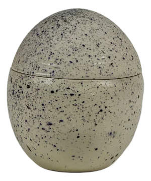 Vintage Signed Exclusively Made Ceramic Egg Shaped Lidded Canister