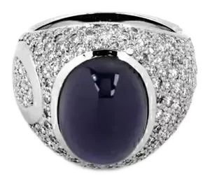 Antonini Diamond & Onyx 18k White Gold Dome Band Ring - Size 7