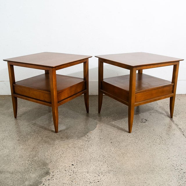 Brown 1960s Mid Century Modern Nightstand End Side Table Willets Solid Cherry Wood Drawer For Sale - Image 8 of 11