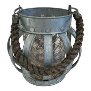 Vintage Nautical-Style Metal & Rope Lantern