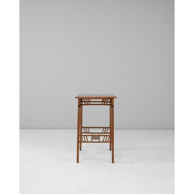 1900s French Art Nouveau Wooden Side Table With Floral Top For Sale - Image 18 of 18