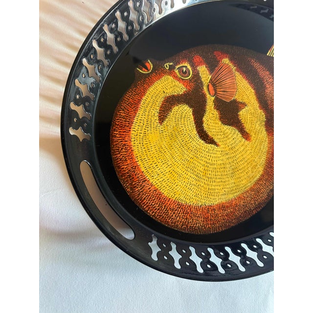 Fornasetti 20th Century Puffer Fish Oval Metal Tray by Fornasetti For Sale - Image 4 of 8