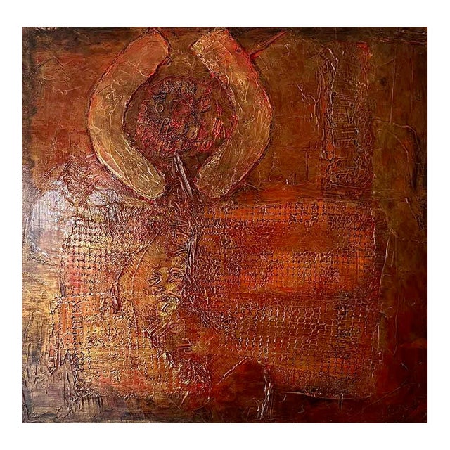 Andrada Anghel Mixed Media Golden Icon Contemporary Abstract 2008 For Sale