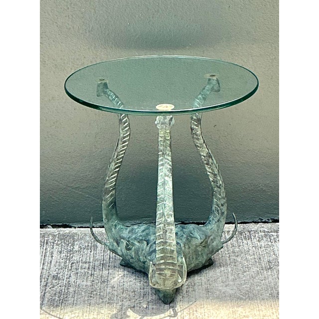 Vintage Verdigris Elephants Side Table For Sale - Image 9 of 12