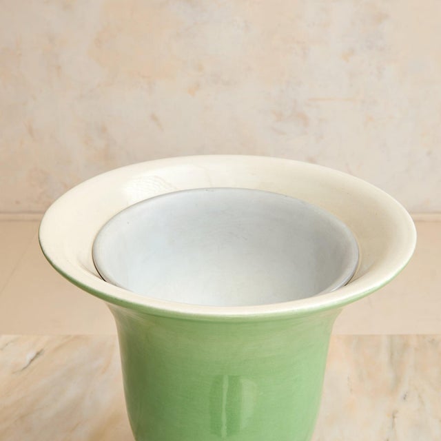 Mid 20th Century French Art Deco Green Porcelain Table Lamp, 1940s For Sale - Image 5 of 9