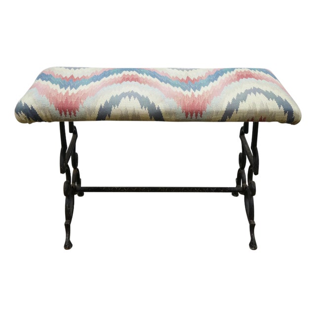 Antique Victorian Spanish Revival Cast Iron Piano Vanity Bench Stool 24" For Sale