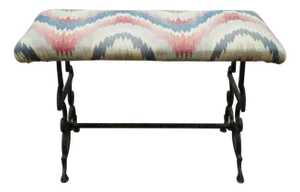Antique Victorian Spanish Revival Cast Iron Piano Vanity Bench Stool 24"